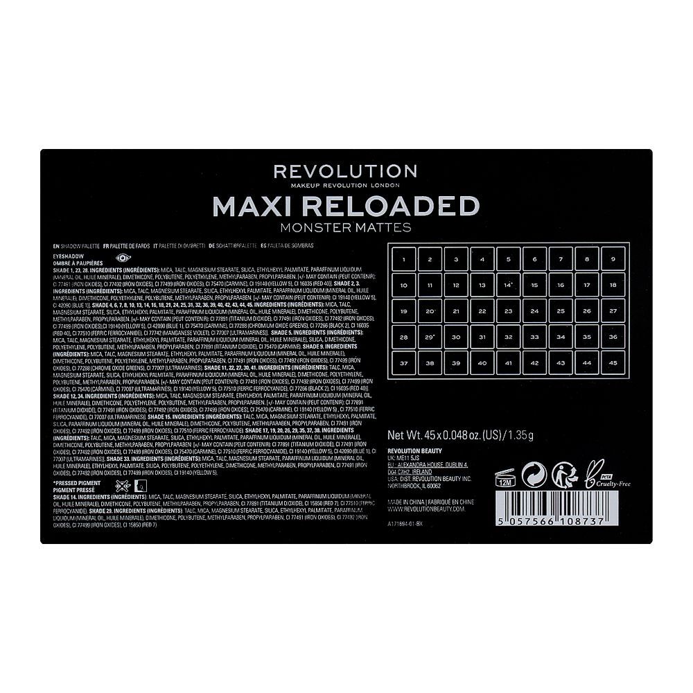 میک اپ ریولوشن میکسی ری لوڈڈ آئی شیڈو پیلیٹ، مونسٹر میٹس، 45 ٹکڑے