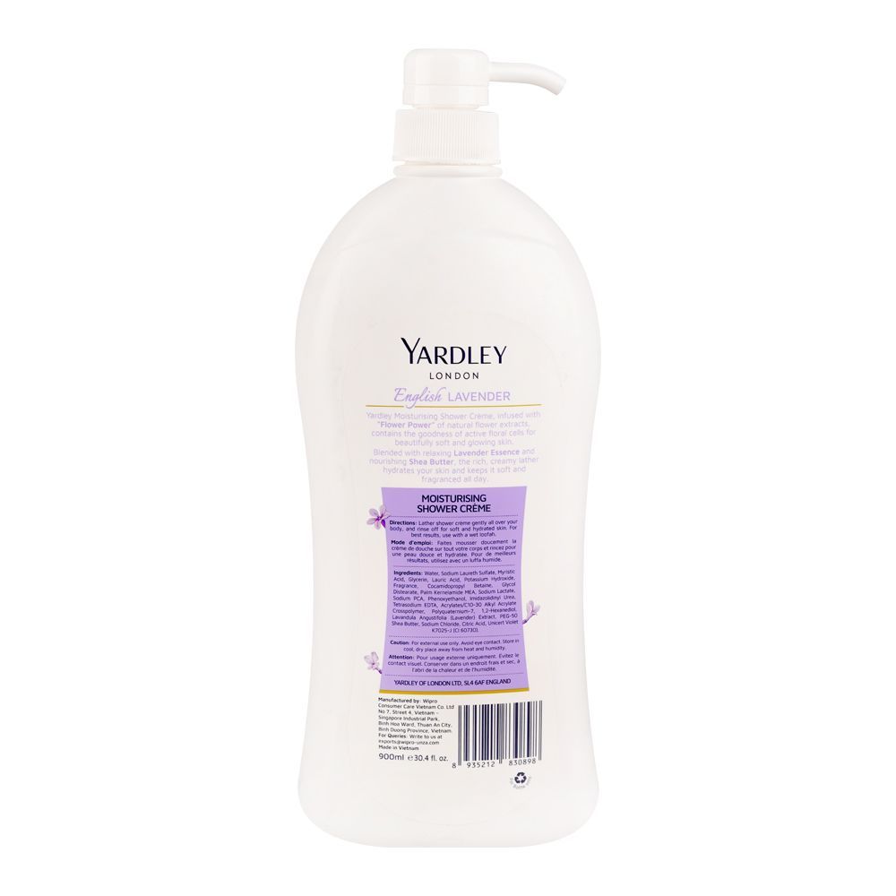 Yardley London English Shower Cream – 900ml Luxurious Body Cleanser