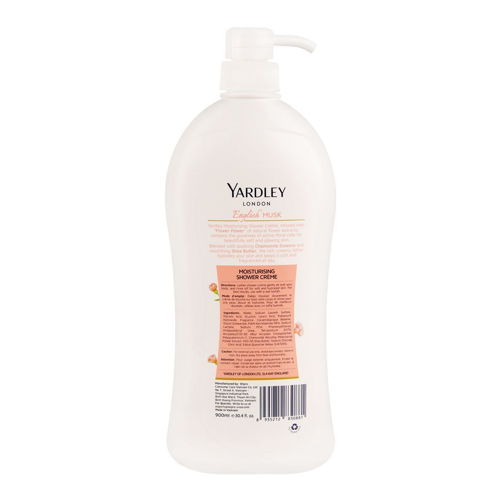 Yardley London English Shower Cream – 900ml Luxurious Body Cleanser