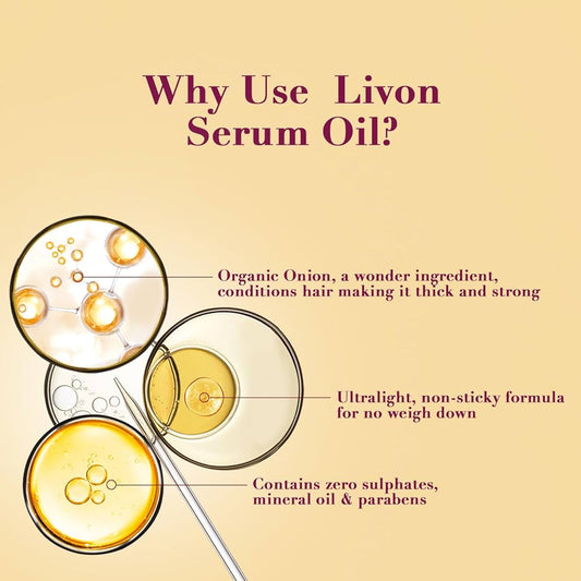 مضبوط اور گھنے بالوں کے لیے Livon Organic Onion Repairing Serum Oil 100ml