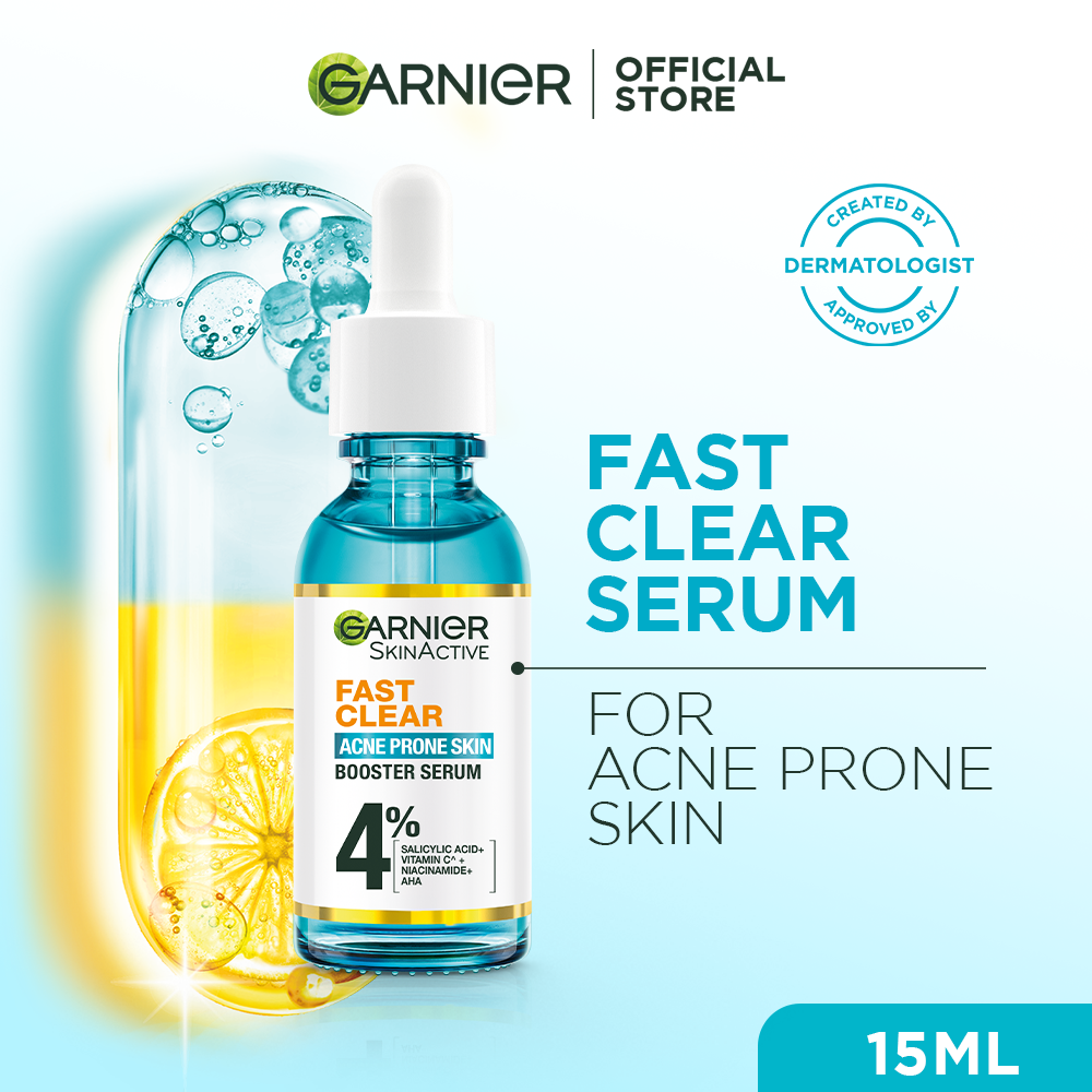 Garnier SkinActive Fast Clear Acne Prone Skin Booster Serum: ٹارگٹ بریک آؤٹ اور واضح رنگت کے لیے واضح