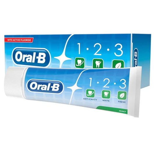 Oral-B 123 ایکٹیو فلورائیڈ ٹوتھ پیسٹ کے ساتھ اضافی تازہ، 100ml