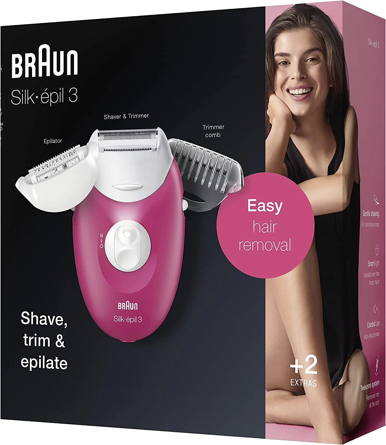 Braun Silk-épil 3: Gentle, Efficient, and Long-Lasting Hair Removal for Silky Smooth Skin,SE-410