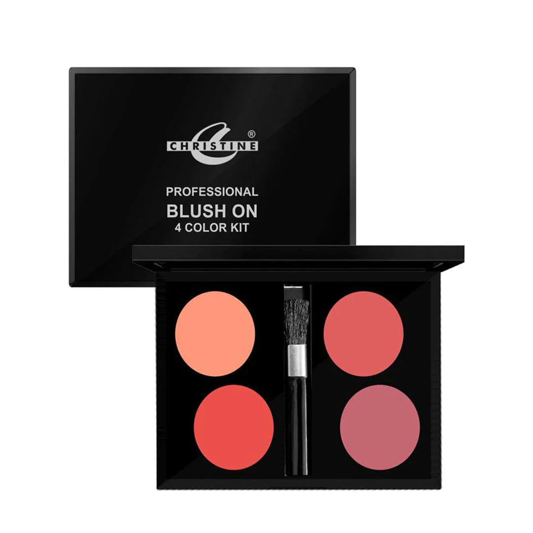 Christine Professional Blush On 4 Color Kit – Versatile, Pigmented Shades for a Natural to Bold Flush