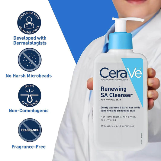 CeraVe کی تجدید SA کلینزر - 237ml | نرم ایکسفولیٹنگ اور ہائیڈریٹنگ فیس واش
