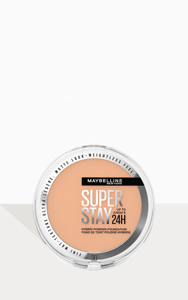 Maybelline Super Stay Up to 24HR Hybrid Powder-Foundation, Medium-to-Full Coverage Makeup, Matte Finish,