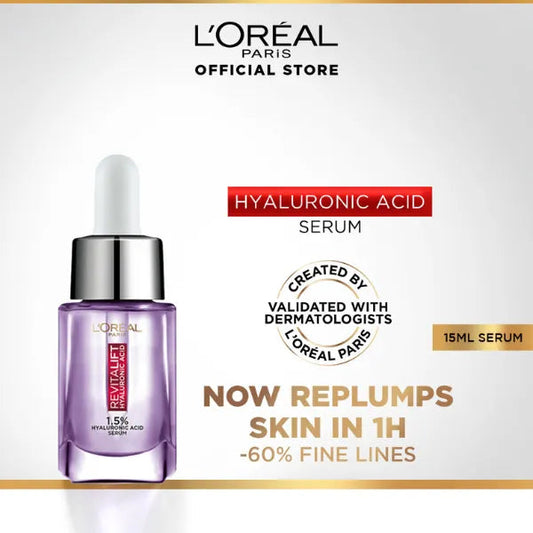 L'Oréal Paris Revitalift Hyaluronic Acid 1.5% سیرم: Plumper، ہموار جلد کے لیے گہری ہائیڈریشن
