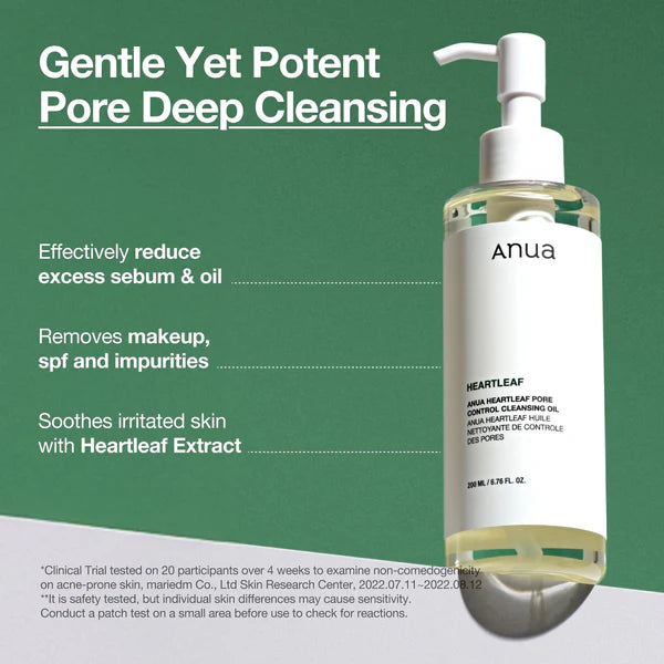 Anua Heartleaf Pore Control Cleansing Oil, Oil Cleanser for Face, Makeup Blackhead Remover, Korean Skin Care (200ml) (original)