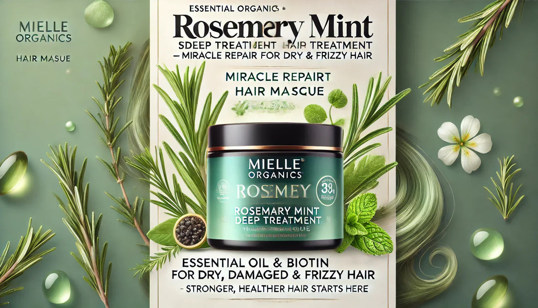 Mielle Organics Rosemary Mint Strengthening Hair Masque, Essential Oil & Biotin Deep Treatment, Miracle Repair for Dry, Damaged, & Frizzy Hair, 340g