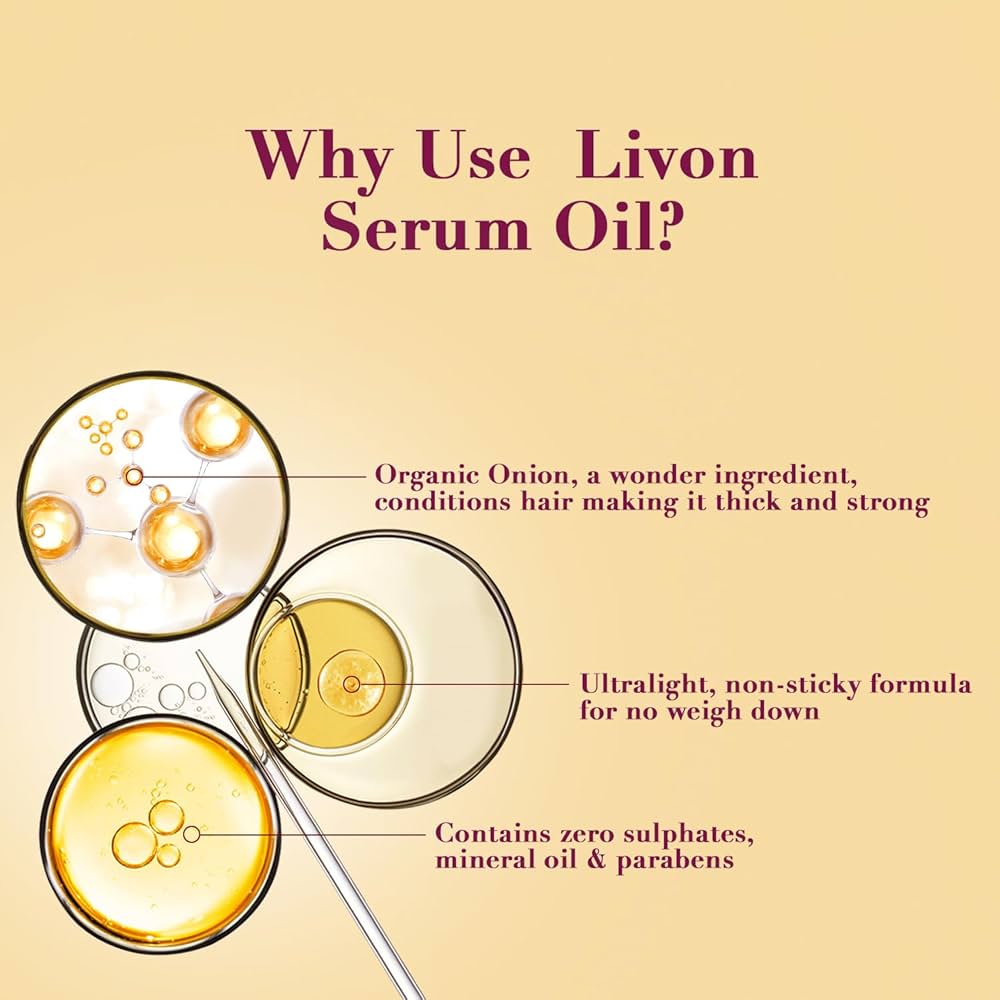 Livon Organic Onion Repairing Serum Oil For Stronger  and Thicker Hair 100ml