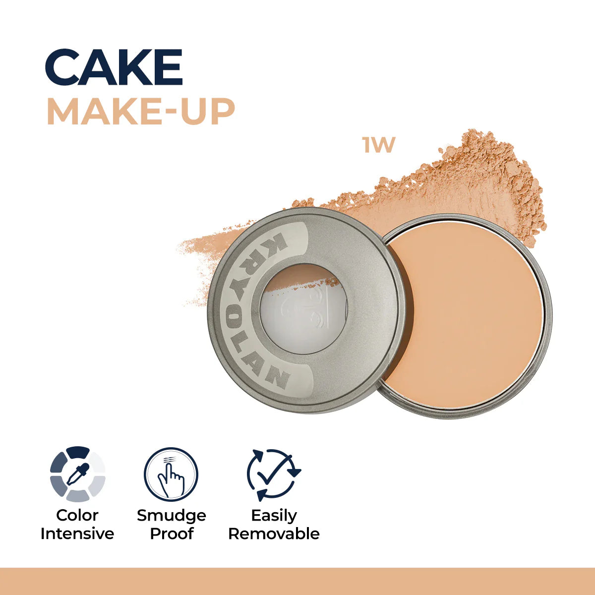 Kryolan Dry Cake Foundation – Matte Finish Compact Powder for Professional Makeup