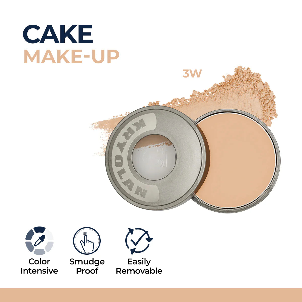 Kryolan Dry Cake Foundation – Matte Finish Compact Powder for Professional Makeup