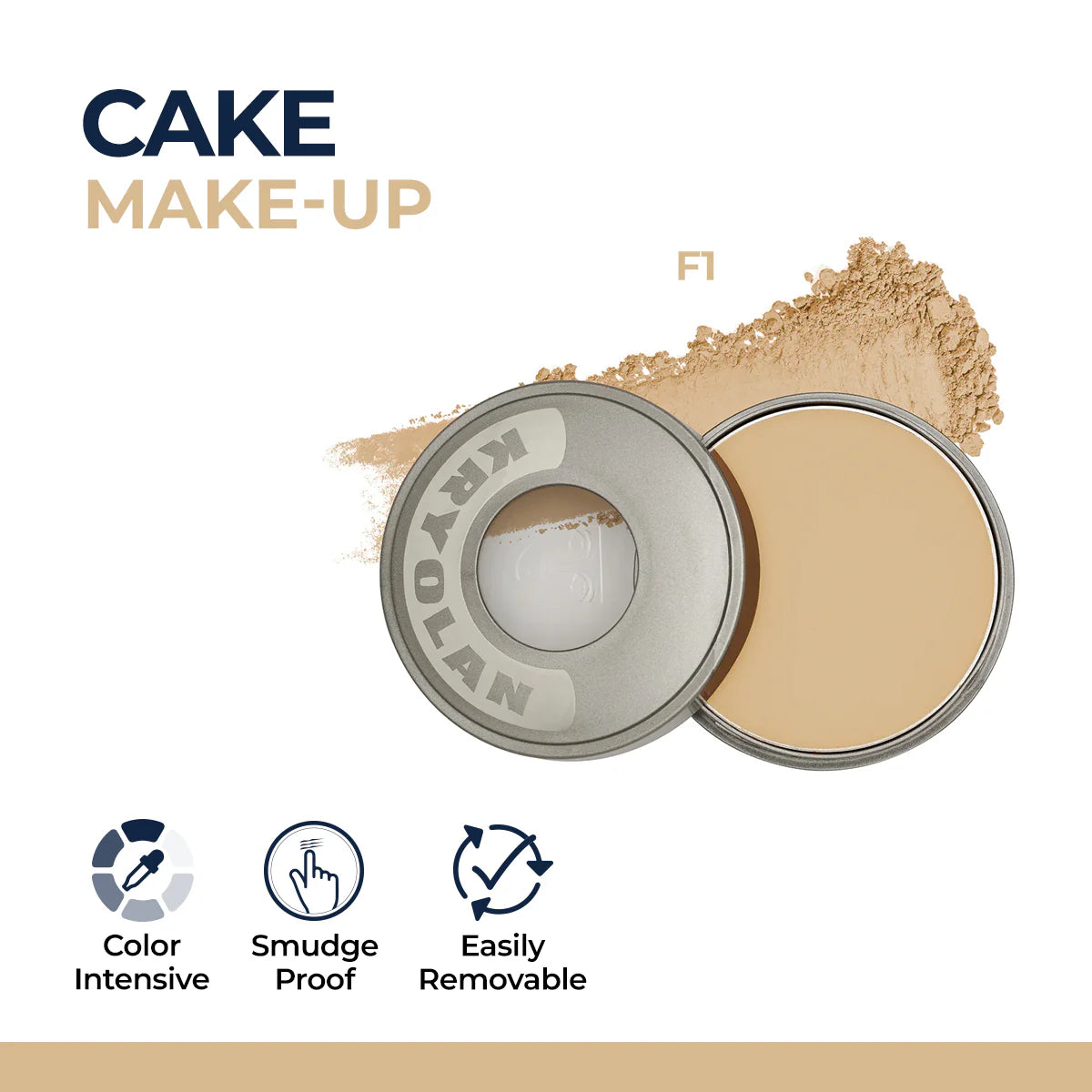 Kryolan Dry Cake Foundation – Matte Finish Compact Powder for Professional Makeup