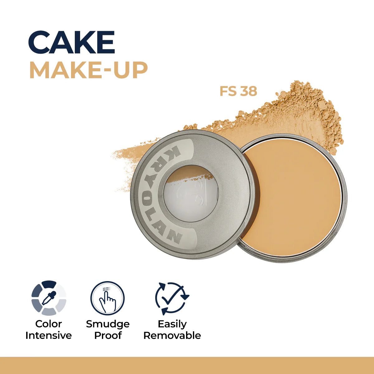 Kryolan Dry Cake Foundation – Matte Finish Compact Powder for Professional Makeup