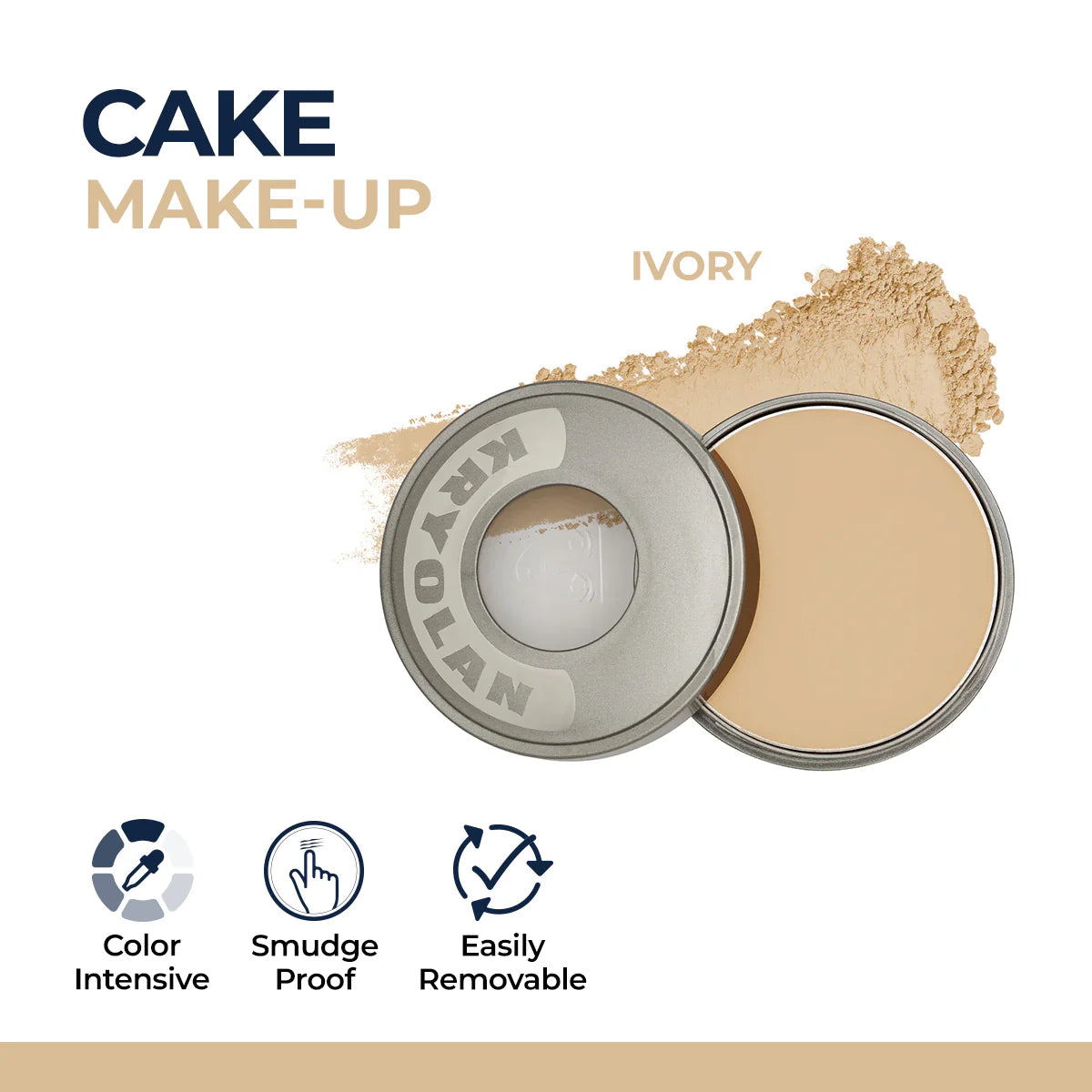 Kryolan Dry Cake Foundation – Matte Finish Compact Powder for Professional Makeup