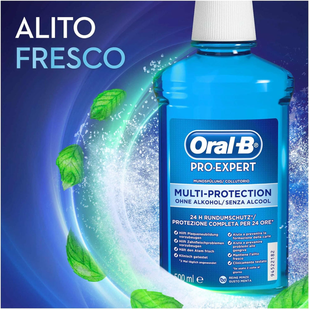 Oral-B Pro-Expert Professional Mouthwash 500ml for Advanced Oral Hygiene, Long-Lasting Freshness, and Complete Cavity Protection