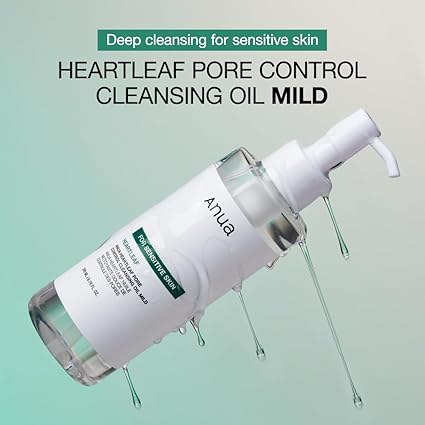 ANUA Heartleaf Pore Cleansing Oil MILD, Sensitive Skin Face Wash, Oil Cleanser for Face, Makeup Blackhead Remover, Korean Skin Care, Non-Comedogenic, Fragrance Free 6.76 fl oz(200ml)