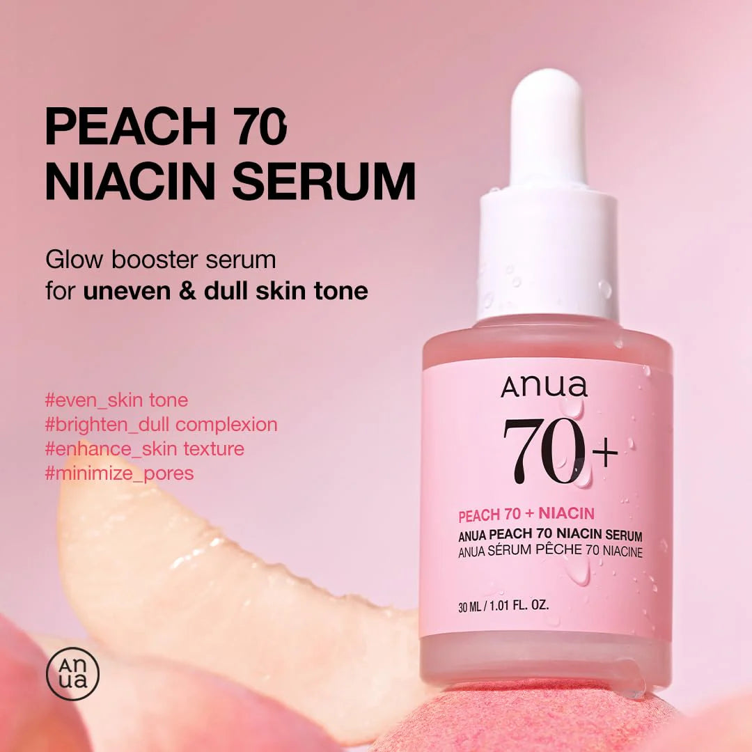 Anua Peach 70 Niacin Serum – 30ml | Brightening & Hydrating Skin Care