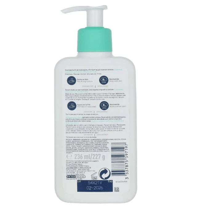 CeraVe Foaming Cleanser – 236ml | Gentle Face Wash for Normal to Oily Skin