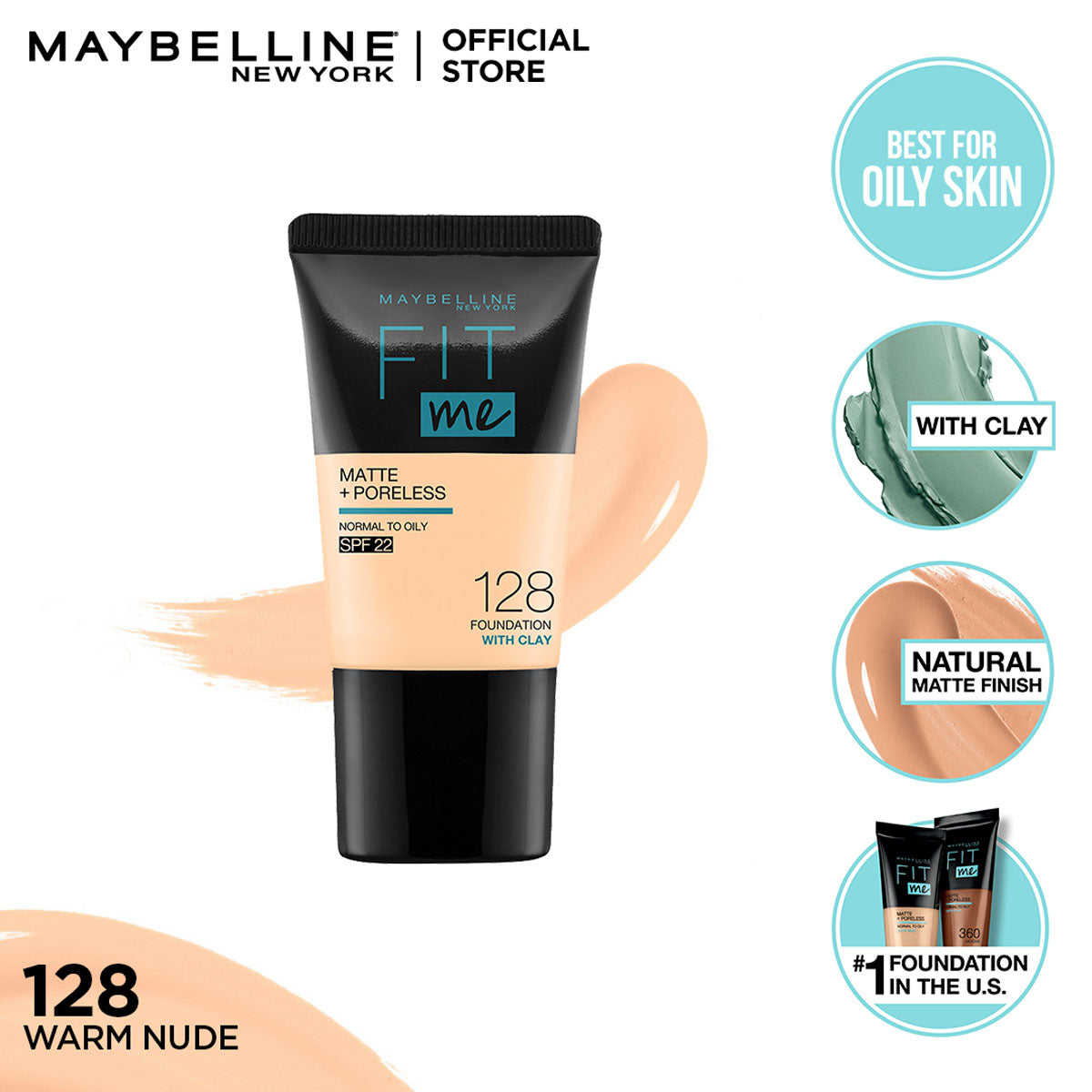 MAYBELLINE FIT ME FOUNDATION TUBE MATTE + PORELESS NORMAL TO OILY