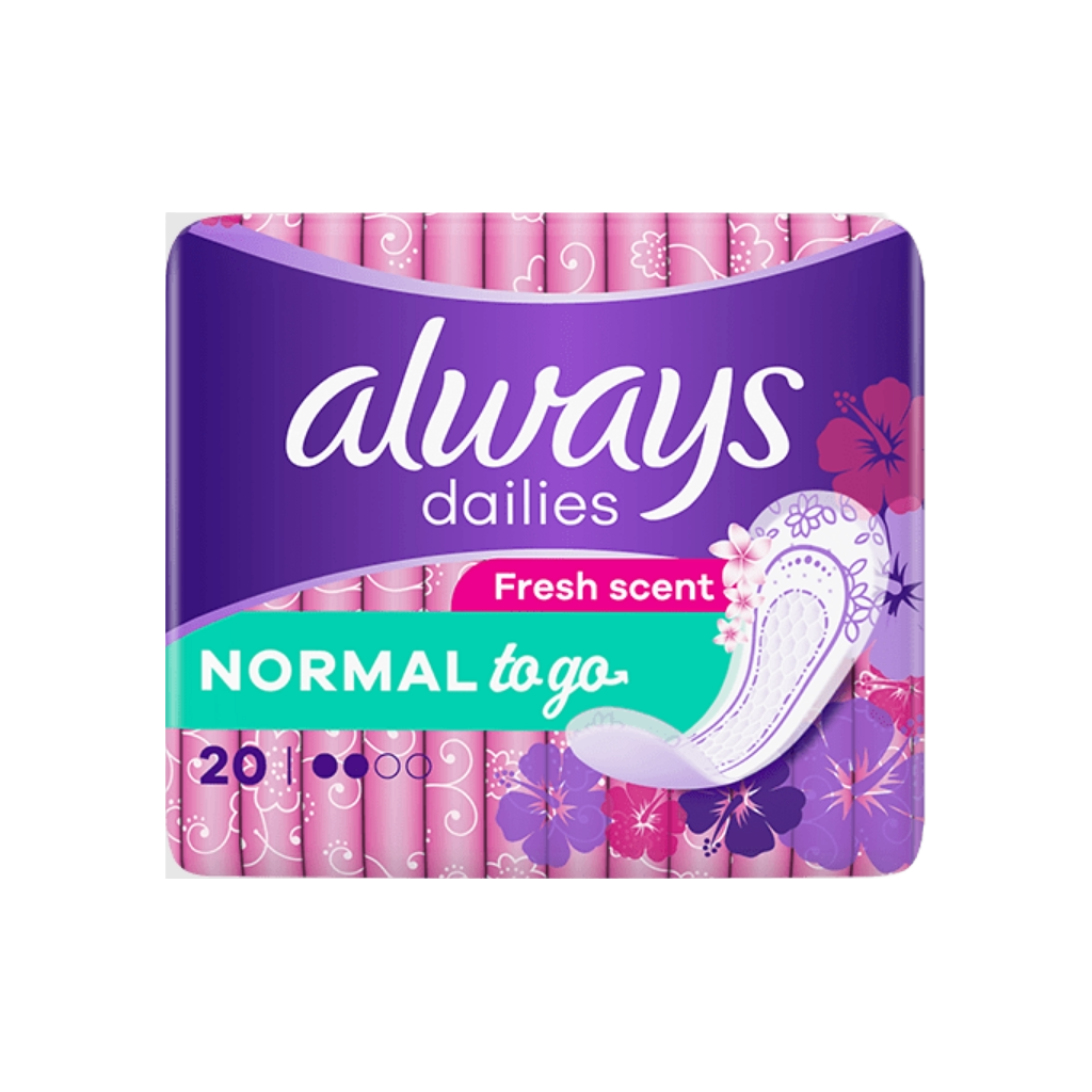 Always Dailies Normal To-Go 20 Pads: Everyday Freshness and Discreet Protection on the Go