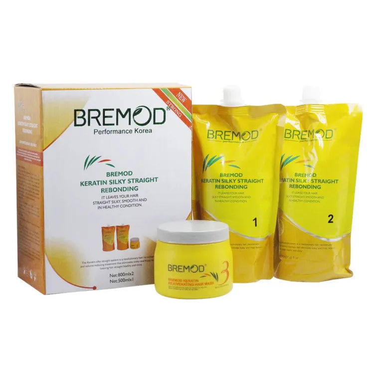 Bremod Keratin Silky Straight Rebonding Kit - Achieve Smooth and Straight Hair with Keratin Care