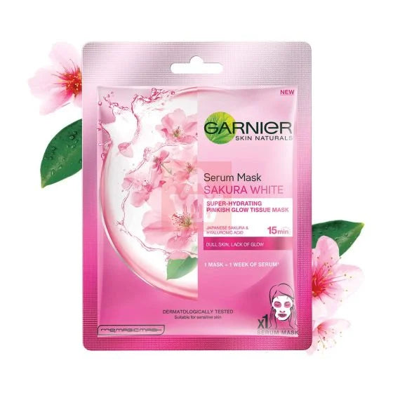 Radiant Duo: Garnier Vitamin C Serum Mask & Sakura Glow Hyaluron Serum Mask