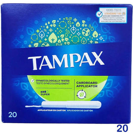 Tampax Super Sanitary Pads (Non-Plastic Top Sheet) – 20 Pads Pack