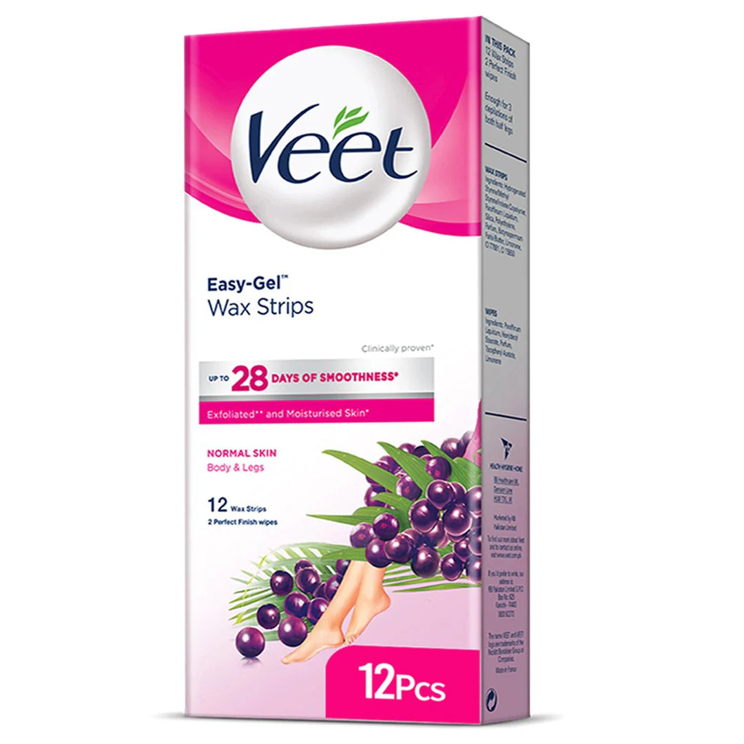 Veet Wax Strips for Dry & Normal Skin – 12 Pack